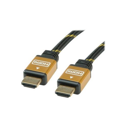 Roline Gold HDMI High Speed Cable - HDMI-Kabel - HDMI (M) bis HDMI (M) - 15 m - Doppelisolierung - Schwarz, Gold