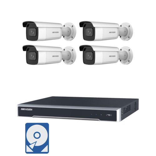 Hikvision Videoüberwachung-Set mit 4x 4K Bullet AcuSense Kameras und 8 Kanal Netzwerkrekorder