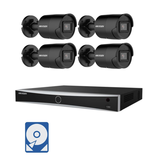Hikvision Videoüberwachung-Set mit 4x 4K Bullet Kameras und 8 Kanal AcuSense Netzwerkrekorder