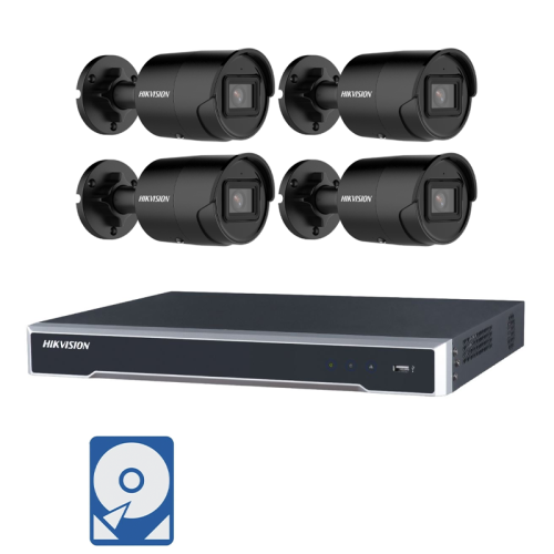 Hikvision Videoüberwachung-Set mit 4x 6MP IP Bullet Kameras und 8 Kanal PoE Netzwerkrekorder