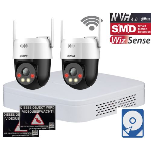 Dahua D5 WLAN Videoüberwachungsset 2x PT Kamera 5MP + NVR 4 Kanal + 2 TB Festplatte 
