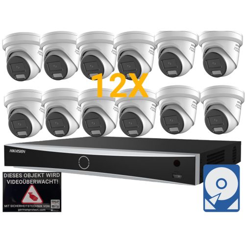 Hikvision M11 Videoüberwachungsset 12x Turret Kamera  4MP + NVR 16 Kanal PoE + 4 TB Festplatte