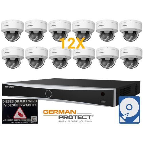 Hikvision M21 Videoüberwachungsset 12x Dome Kamera 4MP + NVR 16 Kanal PoE + 4 TB Festplatte