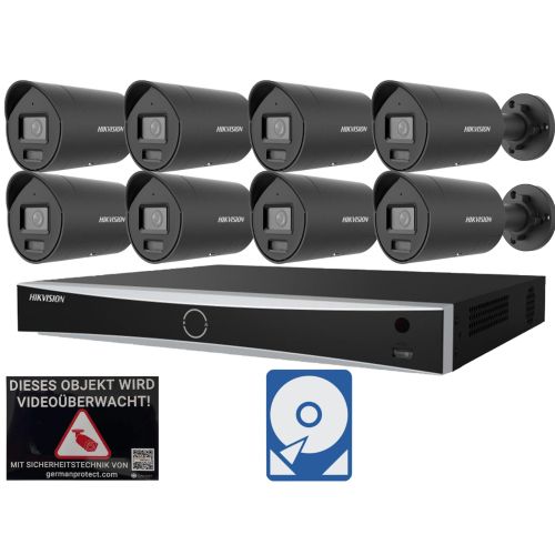 Hikvision M3 Videoüberwachungsset 8x Bullet Kamera 4MP + NVR 8 Kanal + 4 TB Festplatte 