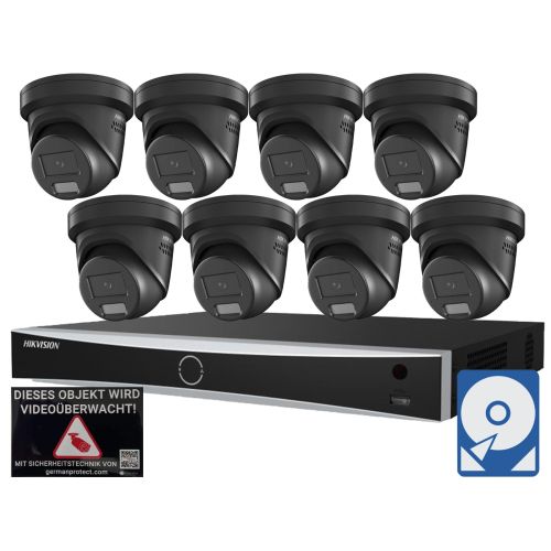 Hikvision M10 Videoüberwachungsset 8x Turret Kamera  4MP + NVR 8 Kanal + 4 TB Festplatte