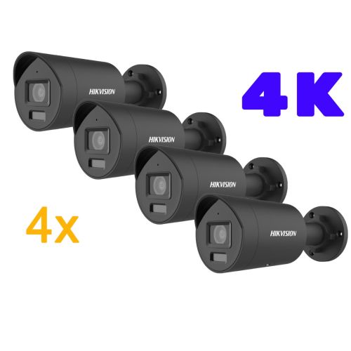 Hikvision Kamera-Set K10 mit 4x Bullet Kamera 4K in schwarz