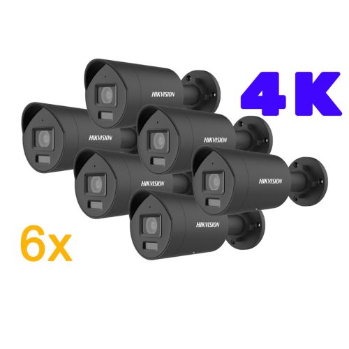 Hikvision Kamera-Set K11 mit 6x Bullet Kamera 4K in schwarz