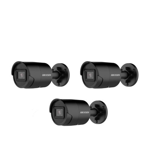 HIKVISION Überwachungskamera Set mit 3x IP Bullet Kamera DS-2CD2086G2-IU(2.8mm)(C)(BLACK)