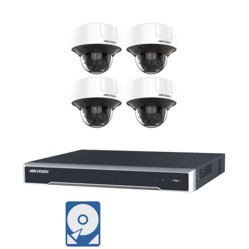 Hikvision Videoüberwachungsset 4x IP Dome Kameras 4MP + 8 Kanal PoE NVR