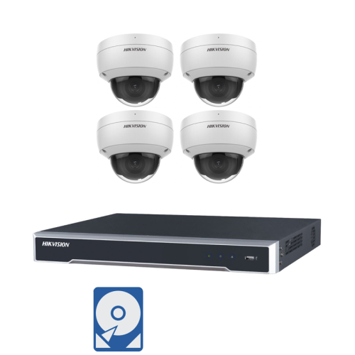 Hikvision Videoüberwachungsset 4x IP Dome Kameras 6MP + 8 Kanal PoE NVR