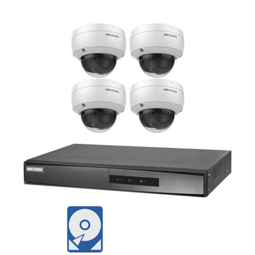 Hikvision Videoüberwachungsset 4x IP Dome Kameras 4MP + 8 Kanal PoE NVR