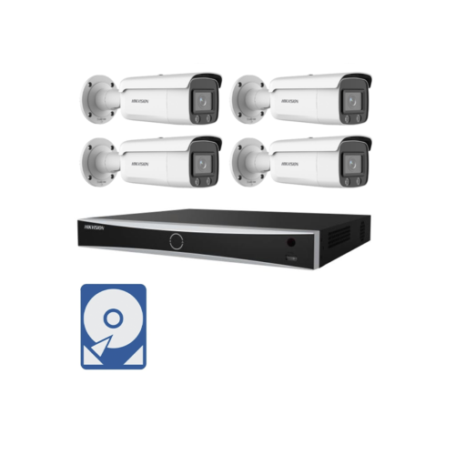 Hikvision Videoüberwachung Set mit 4x 4MP IP Bullet Kameras und 8 Kanal PoE Netzwerkrekorder