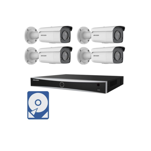 Hikvision Videoüberwachung-Set mit 4x 4K ColorVu Bullet Kameras und 8 Kanal AcuSense Netzwerkrekorder
