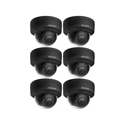 HIKVISION Kamera-Set 6x IP Dome Überwachungskamera DS-2CD2163G2-IS(2.8mm)(BLACK)