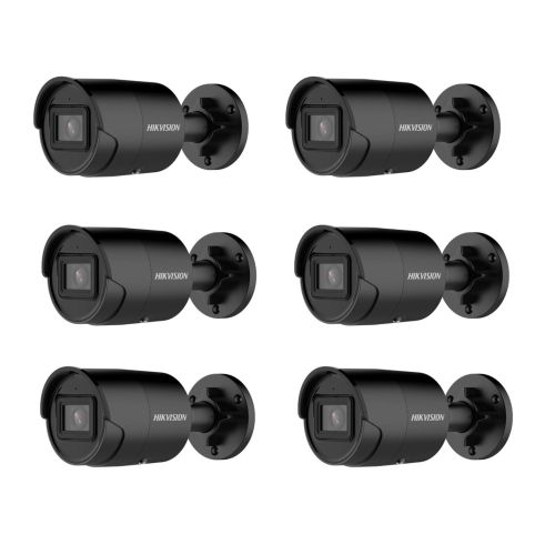 HIKVISION Überwachungskamera Set mit 6x IP Bullet Kamera DS-2CD2086G2-IU(2.8mm)(C)(BLACK)