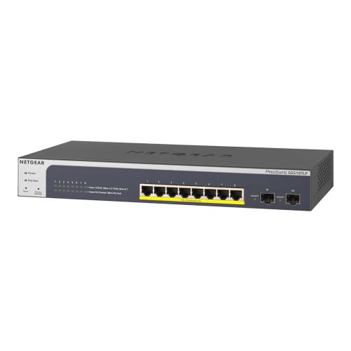 NETGEAR ProSAFE GS510TLP - Switch - L3 Lite - Smart - 8 x 10/100/1000 (PoE+) + 2 x SFP - Desktop, an Rack montierbar