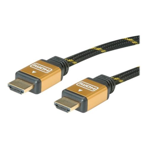Roline Gold - HDMI mit Ethernetkabel - HDMI (M) bis HDMI (M) - 7.5 m - Doppelisolierung - Schwarz, Gold