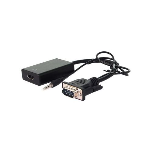 VALUE - HDMI-Adapter - HDMI / VGA / Audio - HDMI (W) bis HD-15, mini-phone stereo 3.5 mm (M) - 15 cm - Schwarz