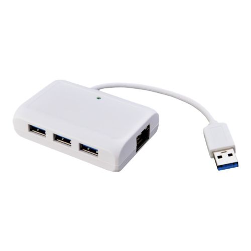 Roline USB 3.0 to Gigabit Ethernet Converter + Hub 3x - Netzwerkadapter - USB 3.0 - Gigabit Ethernet + USB 3.0 x 3 - weiß