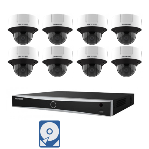 Hikvision Videoüberwachungsset 8x IP Dome Kameras 4MP + 8 Kanal PoE NVR