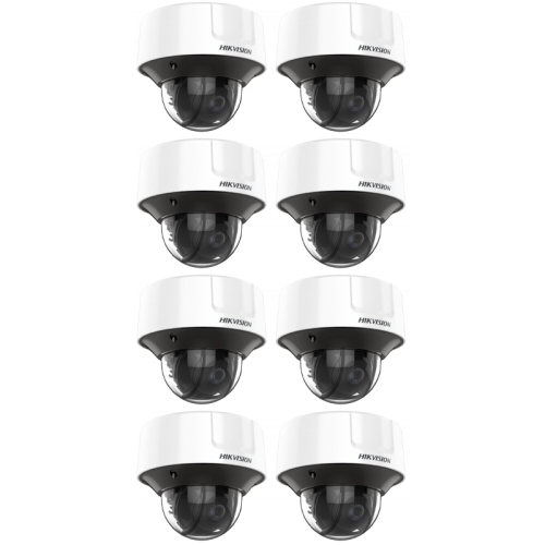 HIKVISION Kamera-Set 8x IP Dome Überwachungskamera DS-2CD3D26G2T-IZHSY(2.8-12mm)