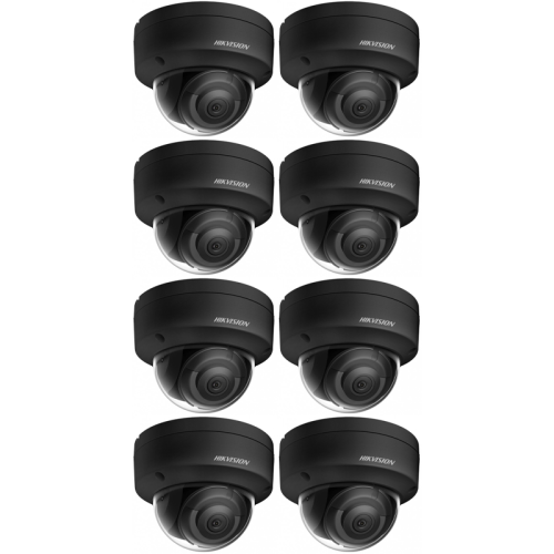 HIKVISION Kamera-Set 8x IP Dome Überwachungskamera DS-2CD2163G2-IS(2.8mm)(BLACK)