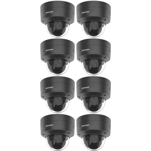 HIKVISION Kamera-Set 8x IP Dome Überwachungskamera HIKVision DS-2CD2766G2-IZS(2.8-12mm)(C)/BLACK