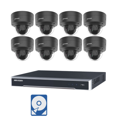 Hikvision Videoüberwachungsset 8x IP Dome Kameras 6MP schwarz + 8 Kanal PoE NVR