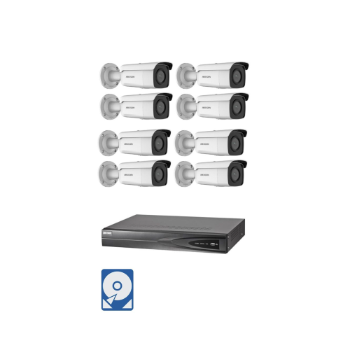 Hikvision Videoüberwachung-Set mit 8x 2MP Outdoor IP Bullet Kameras und 8 Kanal PoE Netzwerkrekorder