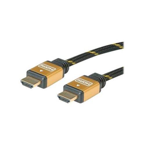 Roline Gold HDMI High Speed Cable with Ethernet - HDMI mit Ethernetkabel - HDMI (M) bis HDMI (M) - 10 m - Doppelisolierung - Schwarz, Gold
