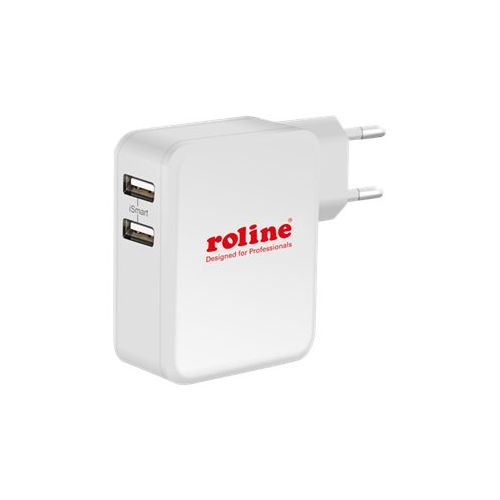 Roline - Netzteil - 24 Watt - 4.8 A - 2 Ausgabeanschlussstellen (USB (nur Strom)) - weiß