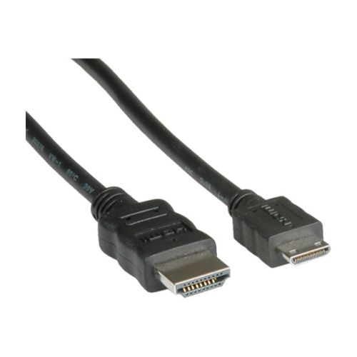 Roline HDMI High Speed Cable with Ethernet - HDMI mit Ethernetkabel - mini HDMI (M) bis HDMI (M) - 80 cm - abgeschirmt - Schwarz