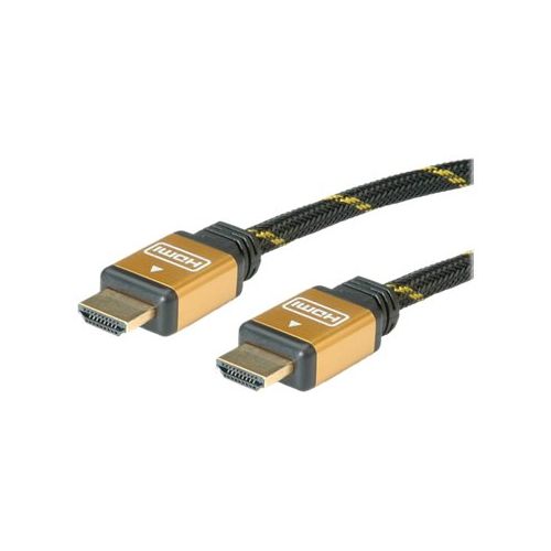 Roline Gold HDMI High Speed Cable with Ethernet - HDMI mit Ethernetkabel - HDMI (M) bis HDMI (M) - 15 m - Doppelisolierung - Schwarz, Gold