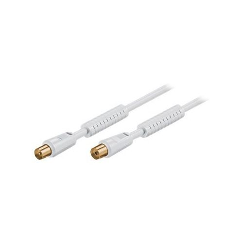 VALUE - Antennenkabel - IEC-Anschluss (M) bis IEC-Anschluss (W) - 5 m - doppelt abgeschirmtes Koaxialkabel - weiß