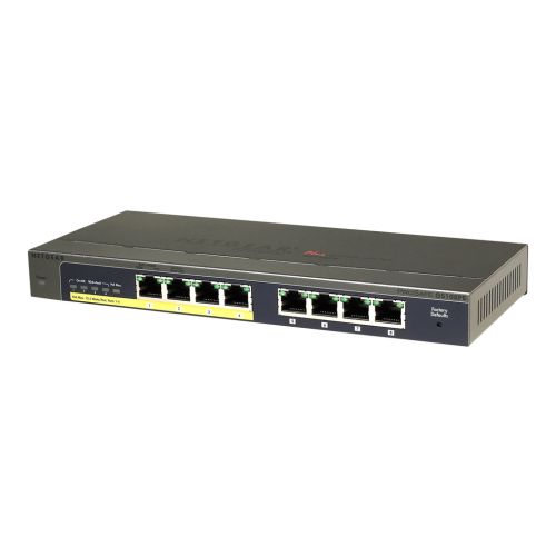 NETGEAR ProSafe Plus GS108PE - Switch - nicht verwaltet - 4 x 10/100/1000 (PoE) + 4 x 10/100/1000 - Desktop, wandmontierbar - PoE