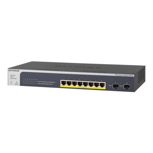 NETGEAR ProSAFE GS510TPP - Switch - L3 Lite - Smart - 8 x 10/100/1000 (PoE+) + 2 x SFP - Desktop, an Rack montierbar
