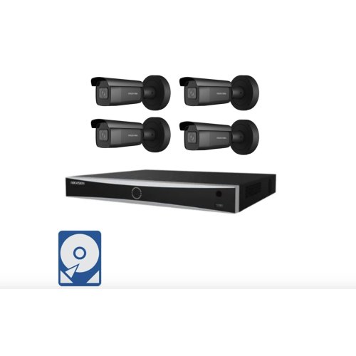 Hikvision Videoüberwachungsset 4x IP Bullet Kameras 2MP + 8 Kanal PoE NVR