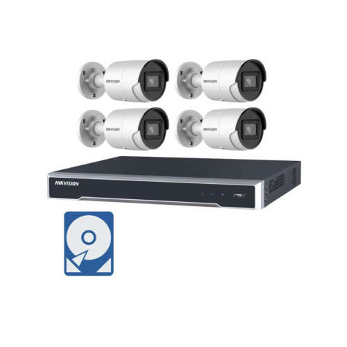 Hikvision Videoüberwachung-Set mit 4x 6MP AcuSense IP Bullet Kameras und 8 Kanal PoE Netzwerkrekorder