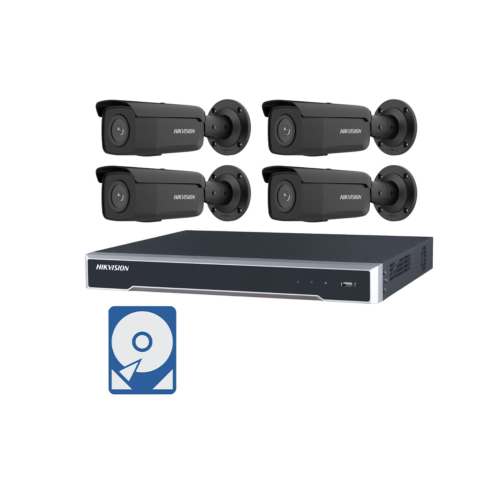 Hikvision Videoüberwachung-Set mit 4x 4MP IP Bullet Kameras und 4 Kanal Netzwerkrekorder