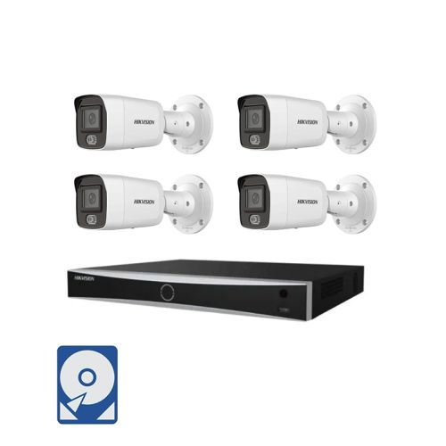 Hikvision Videoüberwachung-Set mit 4x 2MP IP Bullet Kameras und 8 Kanal PoE Netzwerkrekorder