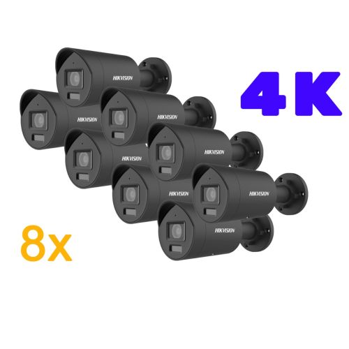 Hikvision Kamera-Set K12 mit 8x Bullet Kamera 4K in schwarz