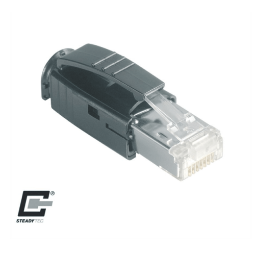 Metz Connect BTR E-DAT Industry IP20 RJ45 plug black, mit Tülle schwarz