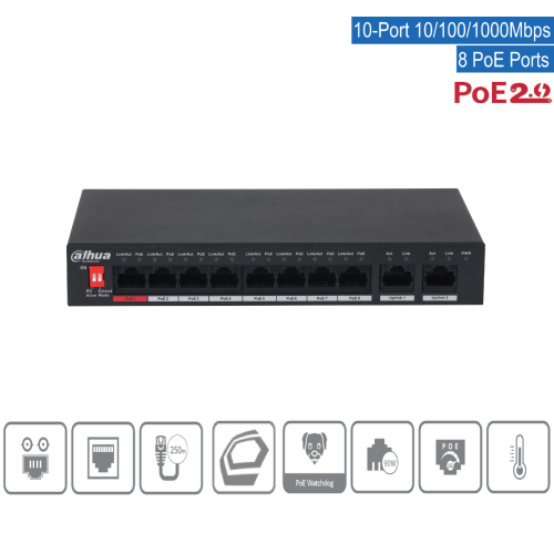 Dahua PFS3010-8GT-96-V2 Gigabit PoE Switch