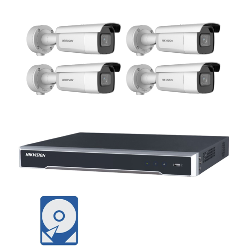Hikvision Videoüberwachung-Set mit 4x 4K AcuSense Bullet Kameras und 8Kanal PoE Netzwerkrekorder