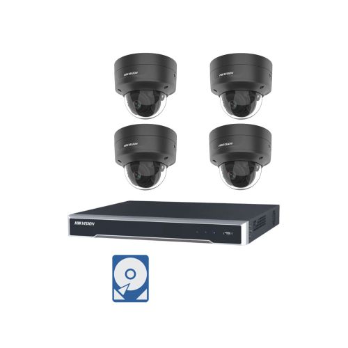 Hikvision Videoüberwachungsset 4x IP Dome Kameras 6MP schwarz + 8 Kanal PoE NVR