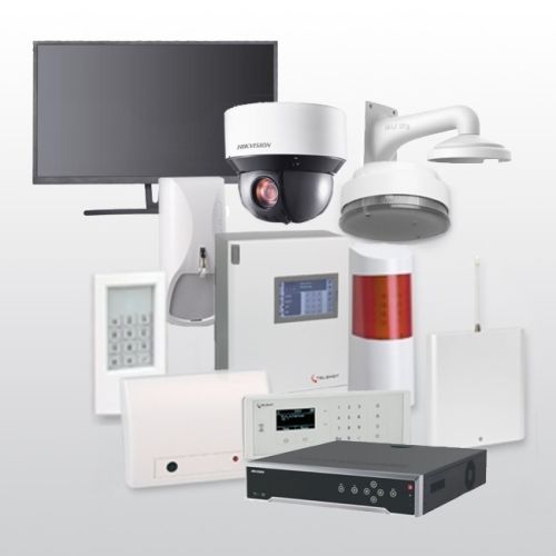 Telenot Funkalarmanlage Komplettset professional mit Außenbereich Videoüberwachung Set 12 inkl. HIKVision Set mit 6 Kameras, 1 NVR und 1 Monitor