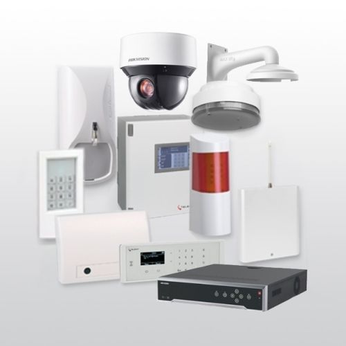 Telenot Funkalarmanlage Komplettset professional für Außenbereich Videoüberwachung Set 15 inkl. HIKVision Set mit 4 Kameras und 1 NVR