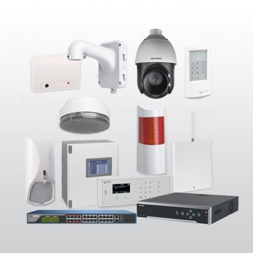 Telenot Funkalarmanlage Komplettset professional mit Außenbereich Videoüberwachung Set 15 inkl. HIKVision Set mit 4 Kameras, 1NVR und 1 Switch