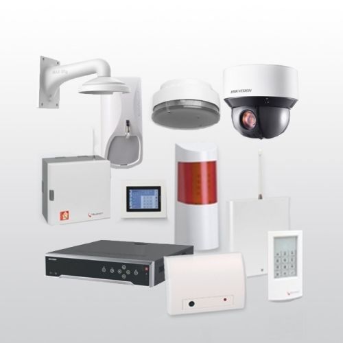 Telenot Funkalarmanlage Komplettset professional mit Außenbereich Videoüberwachung Set 6 inkl. HIKVision Set mit 4 Kameras und 1 NVR