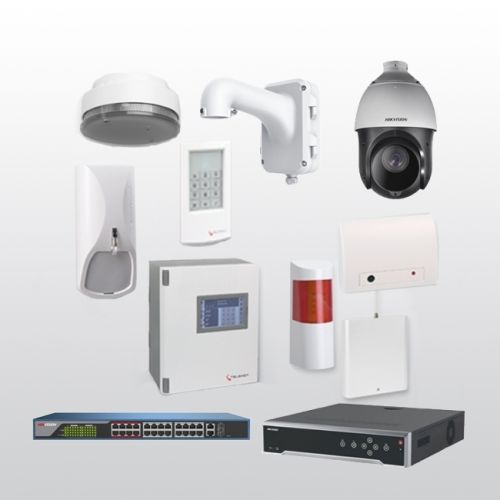 Telenot Funkalarmanlage Komplettset professional mit Außenbereich Videoüberwachung Set 9 inkl. HIKVision Set mit 6 Kameras, 1 NVR 8TB und 1 Switch